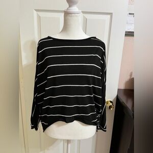 (21) Woodleigh Black and White Striped Women's Top